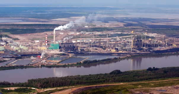 Tar Sands in northern Alberta, where Native band councils work with industry and benefit from the toxic destruction of their environment.